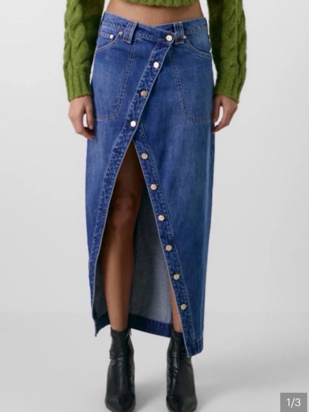 Cult Gaia Denim Button-Front Maxi Skirt